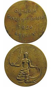Medalja za sudionike Olympia Tanzwettspiele (Plesne olimpijade), Berlin, 1936.